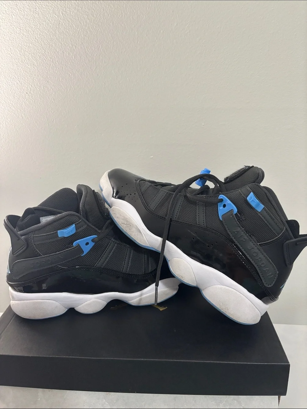 Jordan 6 Rings - Black and Blue High-Top Basketball Sneakers